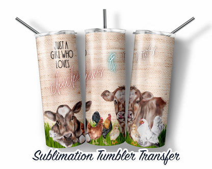 Chickens and Cows  Sublimation Transfer Print For 20 oz Tumbler - 30 oz Skinny Tumbler - RTP - Heat Transfers