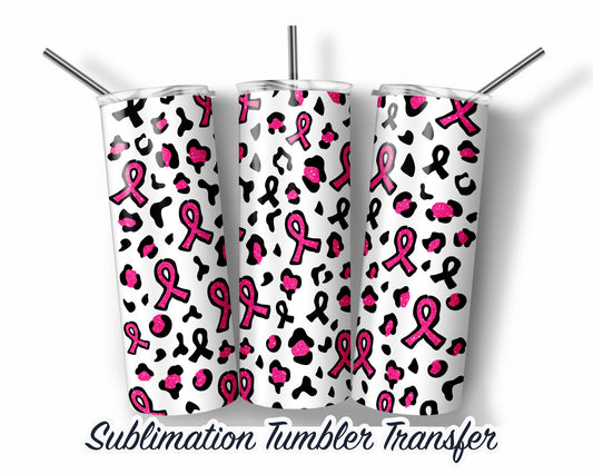 Pink Ribbon  Sublimation Transfer Print For 20 oz Tumblers - 30 oz Tumblers - Ready To press - Heat Transfers