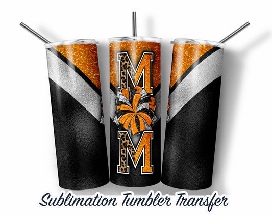 Orange Cheer Mom -  Sublimation Transfer Print For 20 oz - 30 oz Skinny Tumbler - Ready To Press