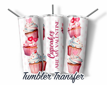 Cupcakes Valentine  Sublimation Transfer Print For 20 oz Tumbler - 30 oz Skinny Tumbler - RTP - Heat Transfers