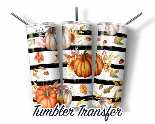 Fall Pumpkin  Sublimation Transfer Print For 20 oz Tumbler - 30 oz Skinny Tumbler - Ready To press - Heat Transfers