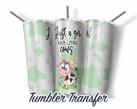 Green Baby Cow  Sublimation Transfer Print For 20 oz Tumblers - 30 oz Tumblers - Ready To press - Heat Transfers