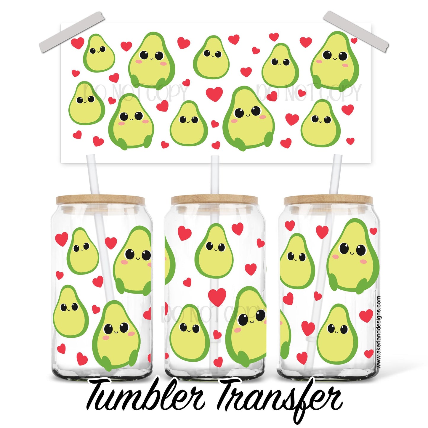 16 oz Glass Can 16 oz Sublimation Transfer Ready to Press Heat Transfer - Avocado