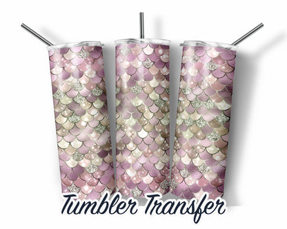 Pink Mermaid  Sublimation Transfer Print For 20 oz Tumblers - 30 oz Tumblers - Ready To press - Heat Transfers