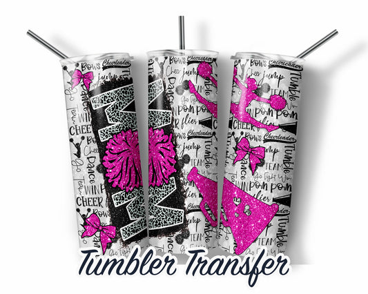 Pink Cheer MOM  Sublimation Transfer Print For 20 oz Tumbler - 30 oz Skinny Tumbler - Ready To press - Heat Transfers