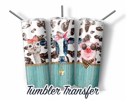 Farm Animals  Sublimation Transfer Print For 20 oz Tumblers - 30 oz Tumblers - Ready To press - Heat Transfers