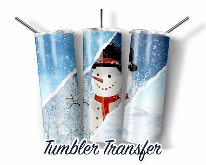 Snowman  Sublimation Transfer Print For 20 oz Tumblers - 30 oz Tumblers - Ready To press - Heat Transfers