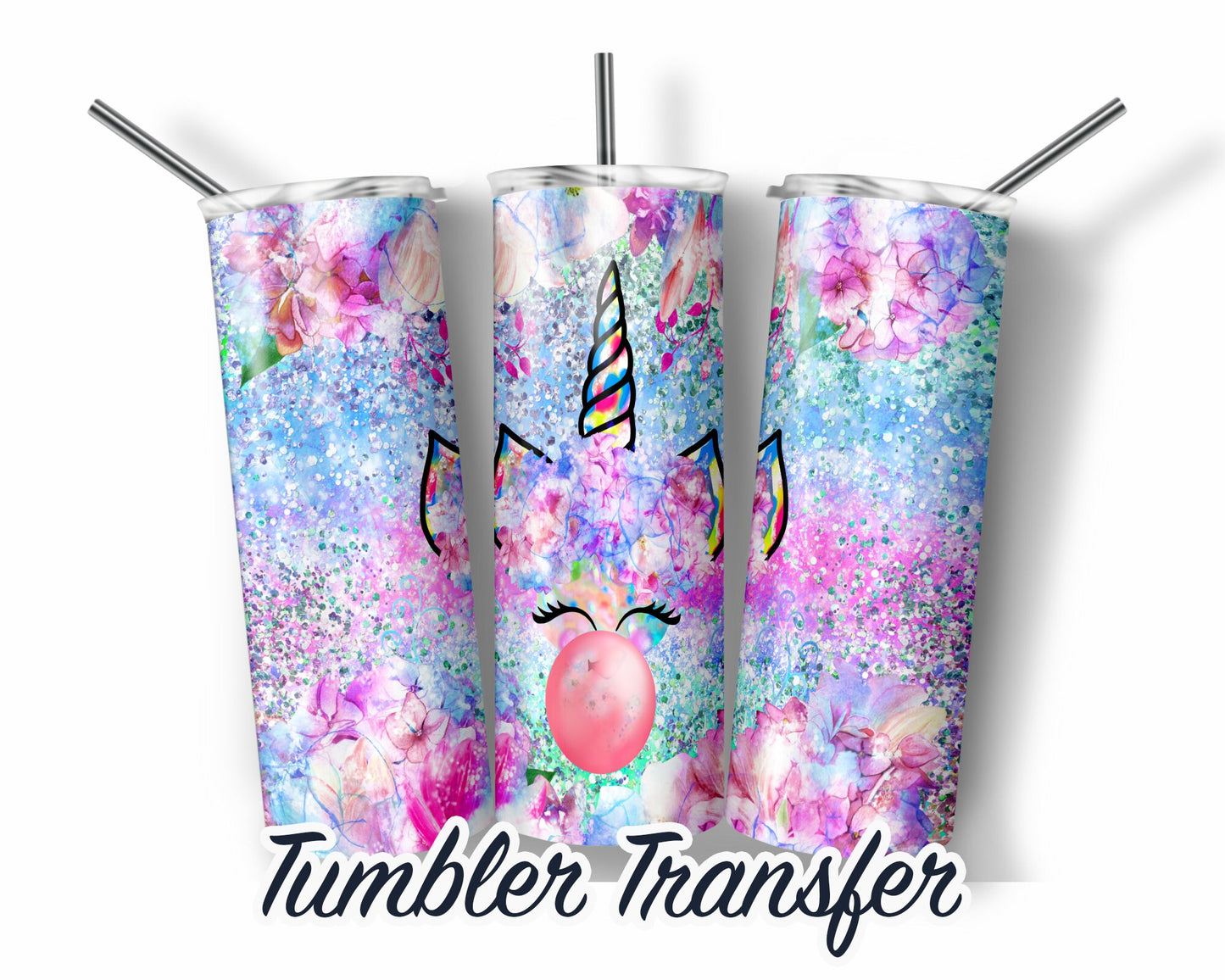 Unicorn Blowing Bubble  Sublimation Transfer Print For 20 oz Tumblers - 30 oz Tumblers - Ready To press - Heat Transfers