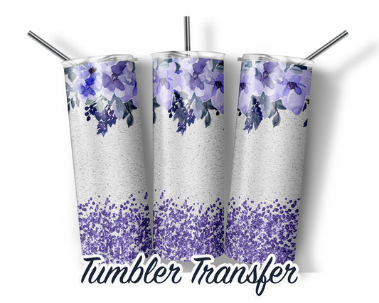 Purple Flower Wedding  Sublimation Transfer Print For 20 oz Tumblers - 30 oz Tumblers - Ready To press - Heat Transfers