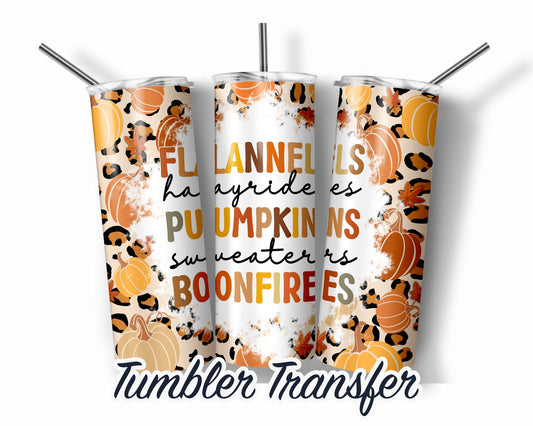 Fall  Sublimation Transfer Print For 20 oz Tumblers - 30 oz Tumblers - Ready To press - Heat Transfers