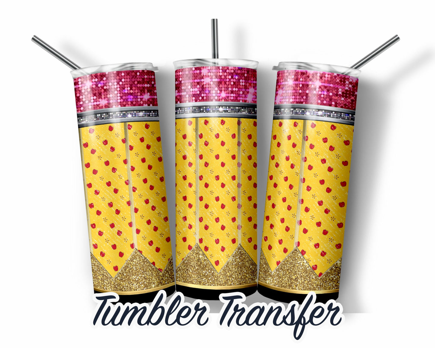 Yellow Pencils  Sublimation Transfer Print For 20 oz Tumbler - 30 oz Skinny Tumbler - Ready To press - Heat Transfers