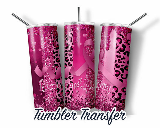 Pink Ribbon  Sublimation Transfer Print For 20 oz Tumblers - 30 oz Tumblers - Ready To press - Heat Transfers