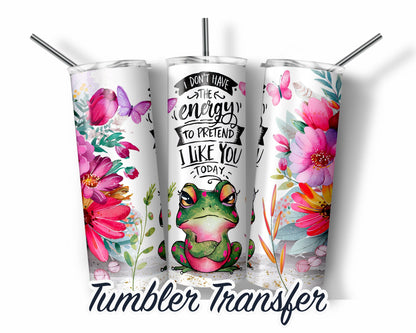 Frog  Sublimation Transfer Print For 20 oz Tumblers - 30 oz Tumblers - Ready To press - Heat Transfers