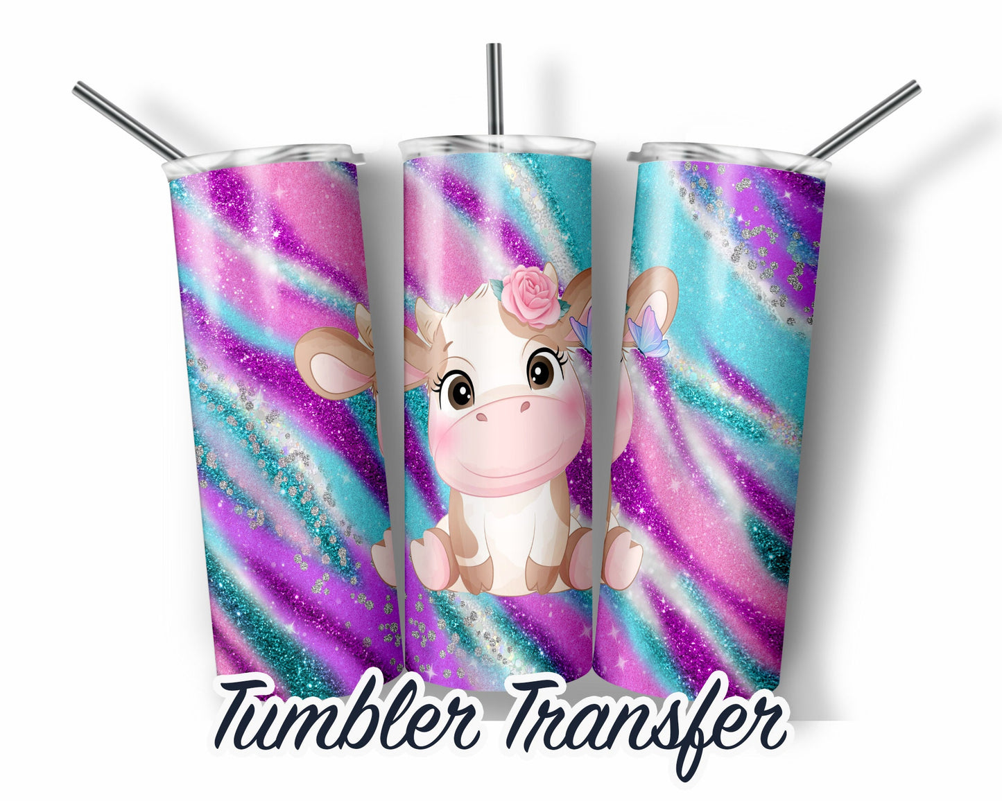 Baby Cow  Sublimation Transfer Print 20 oz Skinny Tumbler - 30oz Skinny Tumbler - Ready To press - Heat Transfers