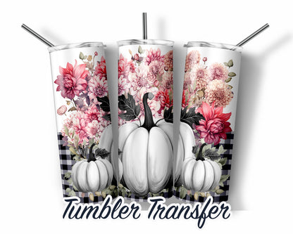 Fall Pumpkins Tumbler  Sublimation Transfer Print For 20oz - 30oz Skinny Tumbler - Ready To press - Heat Transfers