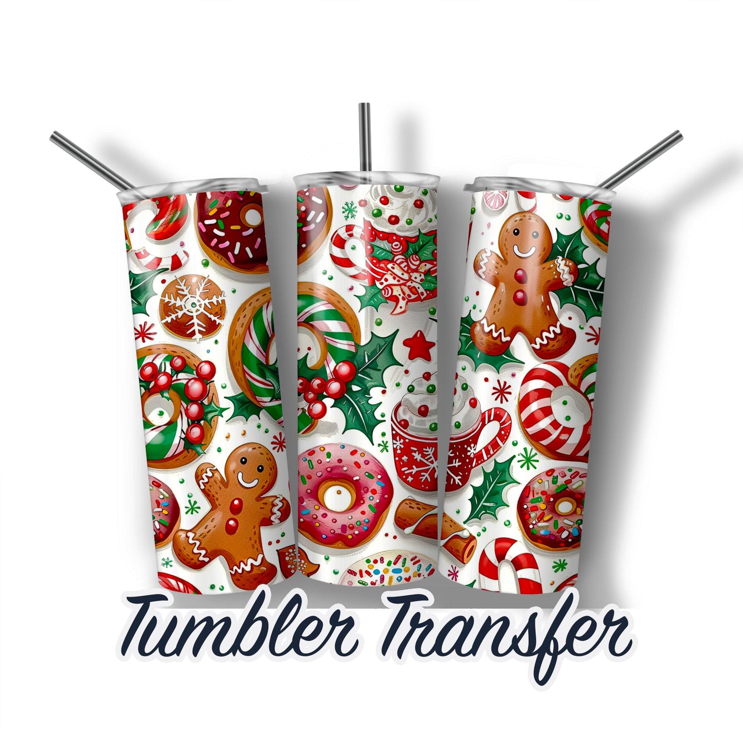 Christmas  Sublimation Transfer Print For 20 oz - 30 oz Tumbler - Ready To press - Heat Transfers