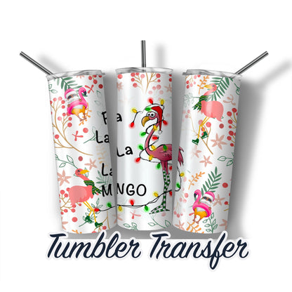 Christmas Flamingo  Sublimation Transfer Print For 20 oz Tumbler - 30 oz Skinny Tumbler - RTP - Heat Transfers