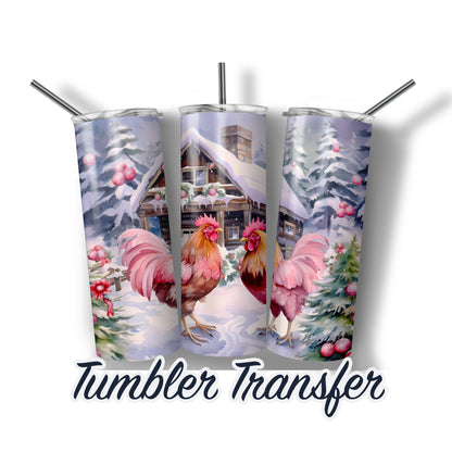 Christmas Chicken's  Sublimation Transfer Print For 20 oz Tumblers - 30 oz Tumblers - Ready To press Transfers - Ships Next Day