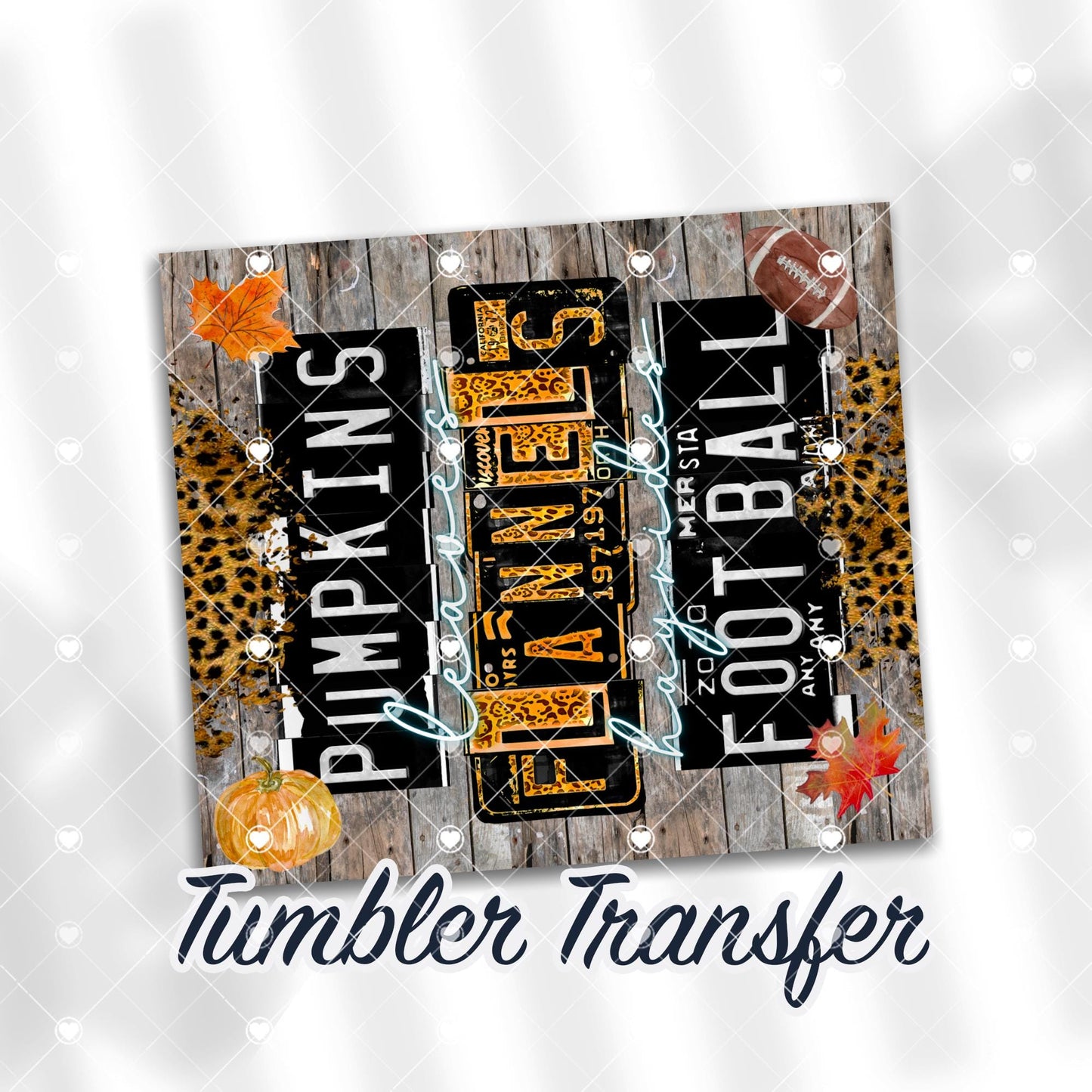 Pumpkin Flannels Football Ready to Press Sublimation Transfer Print 20 oz - 30 oz Tumblers  Ships Next Day