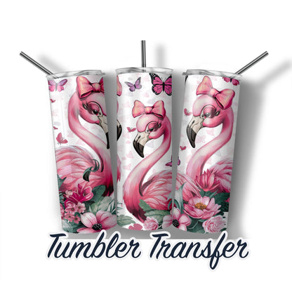 Flamingo Coquette Ready to Press Sublimation Transfer Print 20 oz - 30 oz Tumbler  Ships Next Day