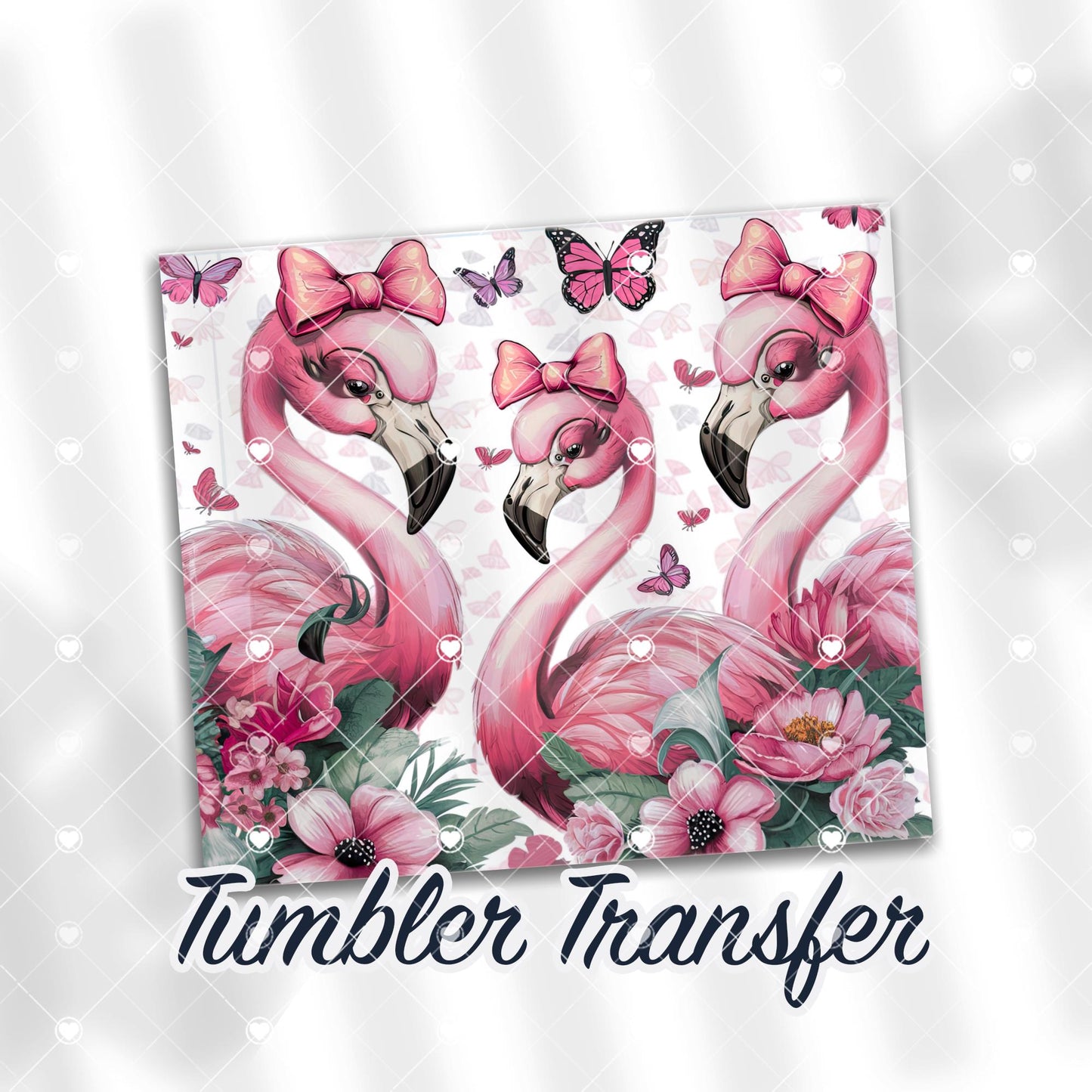 Flamingo Coquette Ready to Press Sublimation Transfer Print 20 oz - 30 oz Tumbler  Ships Next Day