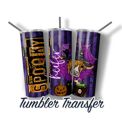 Spooky Heifer Ready to Press Sublimation Transfer Print 20 oz - 30 oz Tumbler  Ships Next Day