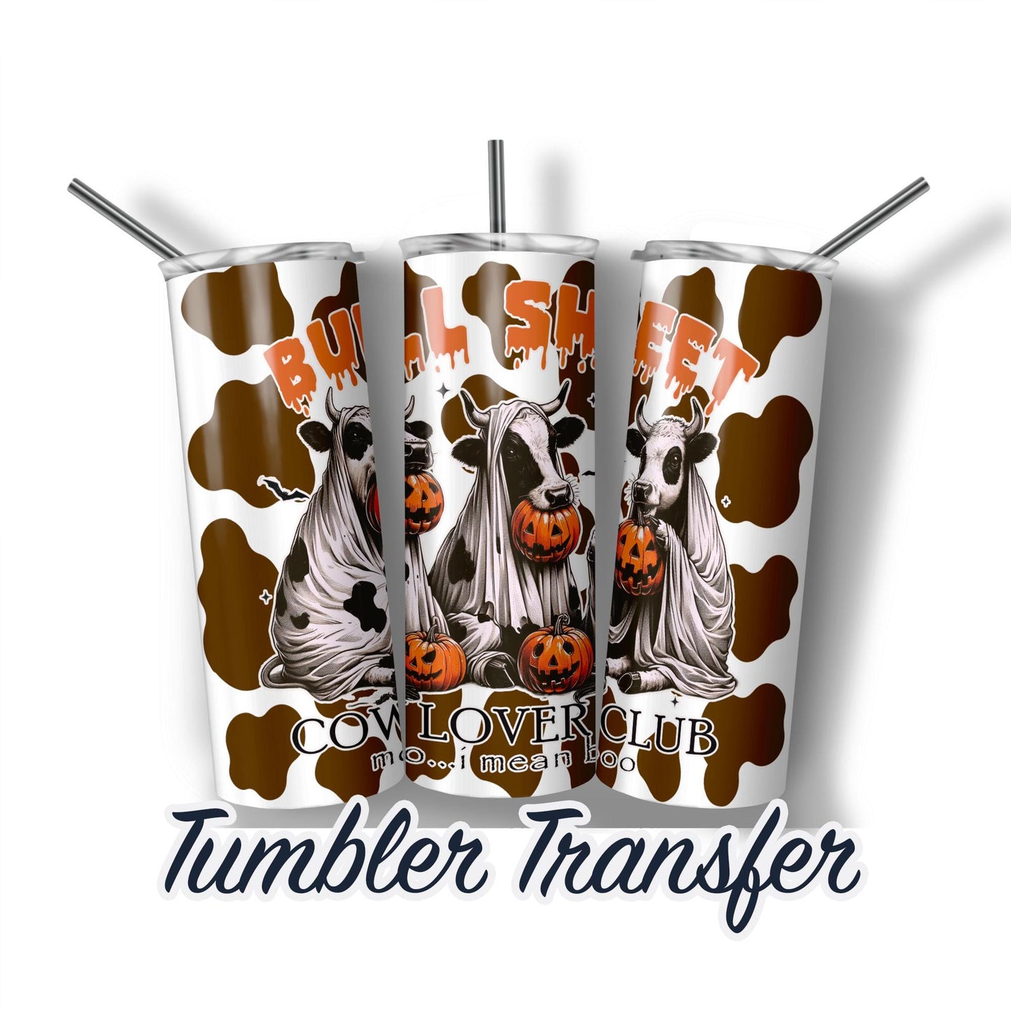 Bull Sheet Halloween Cow Ready to Press Sublimation Transfer Print 20 oz - 30 oz Tumbler  Ships Next Day