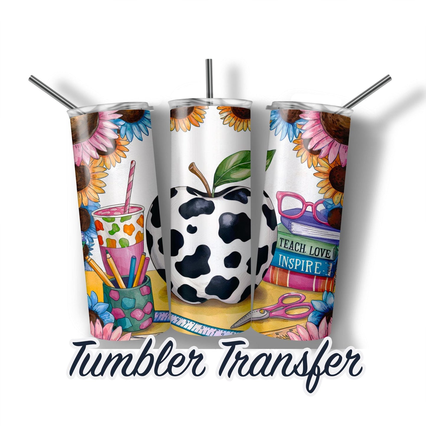 Teacher Appreciation Printed Sublimation Transfer For 20 oz Tumblers - 30 oz Tumblers - Ready To press Heat Transfers SHIPS NEXT DAY