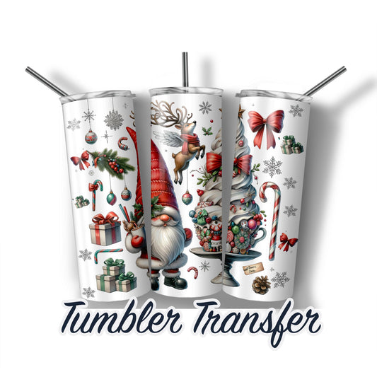 Christmas Gnomes Ready to Press Sublimation Transfer Print 20 oz - 30 oz Tumblers  Ships Next Day