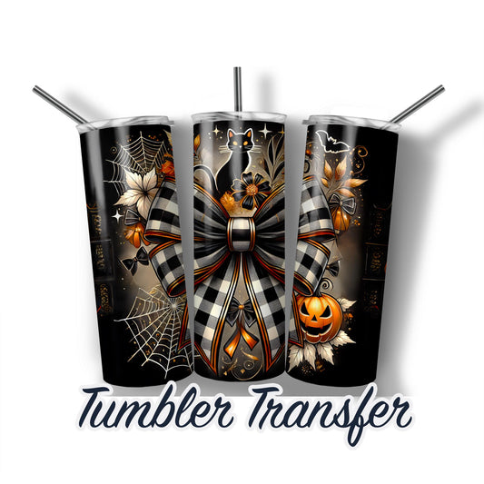 Black Cat Pumpkin Halloween  Sublimation Transfer Print For 20oz Tumblers-30oz Tumblers Ready To press Transfers Ships Next Day