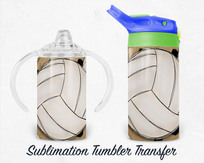 Volleyball Kids 12 oz Sippy Sublimation Tumbler Transfer - Ready To press - Heat Transfers SHIPS NEXT DAY