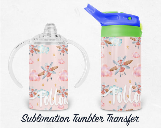 12 oz Sippy Sublimation Tumbler Transfer - Ready To press - Heat Transfers SHIPS NEXT DAY