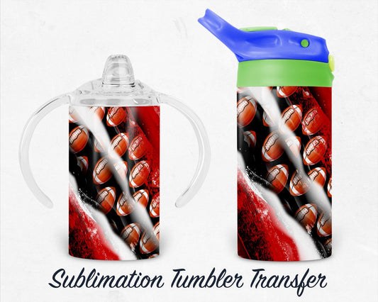 Football Kids 12 oz Sippy Sublimation Tumbler Transfer - Ready To press - Heat Transfers SHIPS NEXT DAY