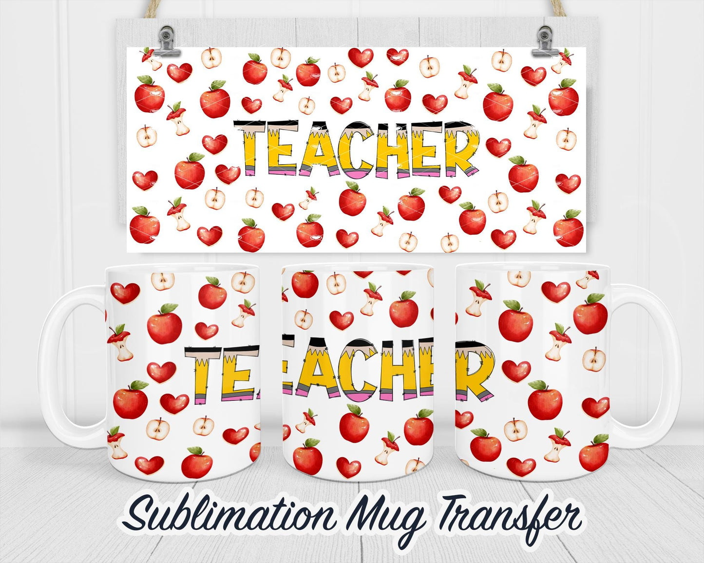 Teacher Sublimation Mug Transfer Print For 11 oz - 15 oz Mugs - Ready To press Heat Transfer SHIPS NEXT DAY