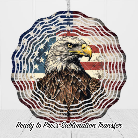 Patriotic Eagle Wind Spinner Sublimation Ready To press Heat Transfer SHIPS NEXT DAY