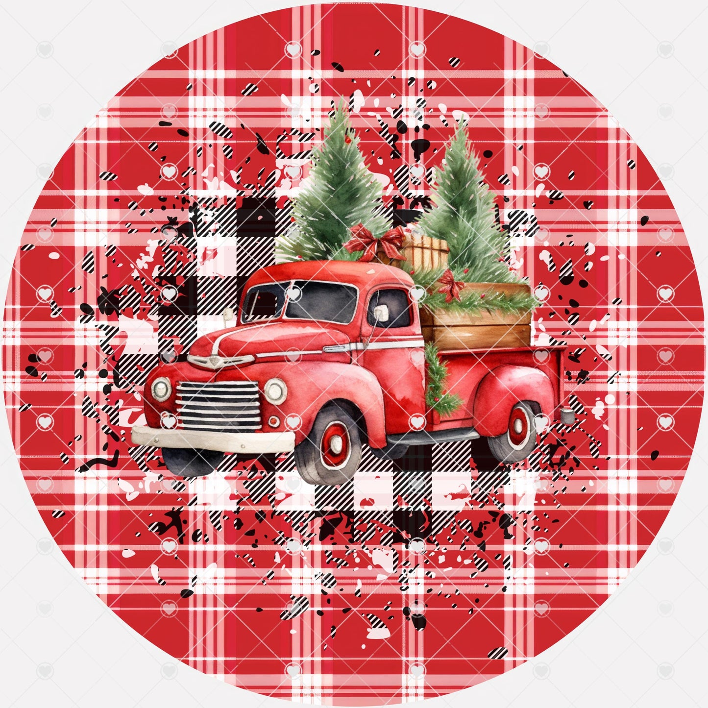 Christmas Red Truck with Tree Wind Spinner Sublimation Ready To press Heat Transfer SHIPS NEXT DAY