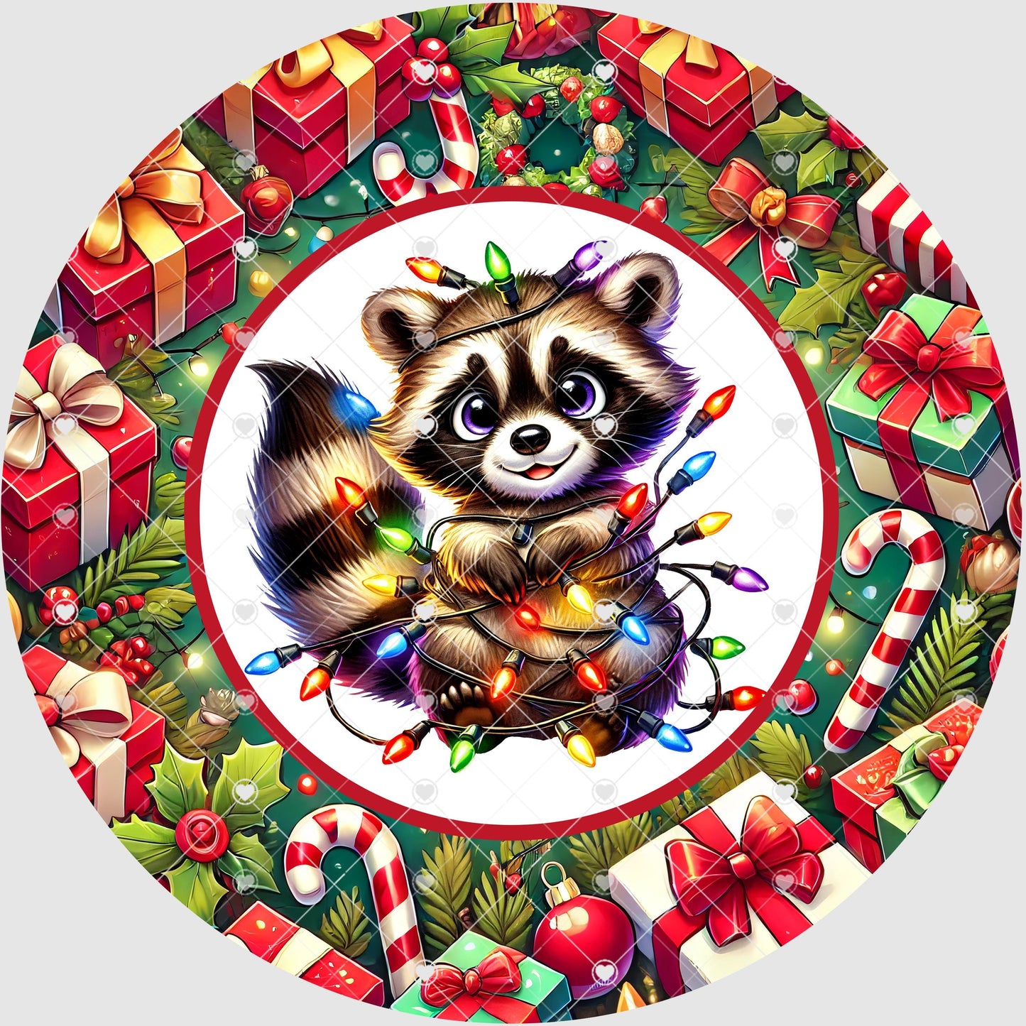 Christmas Racoon Wind Spinner Sublimation Ready To press Heat Transfer SHIPS NEXT DAY