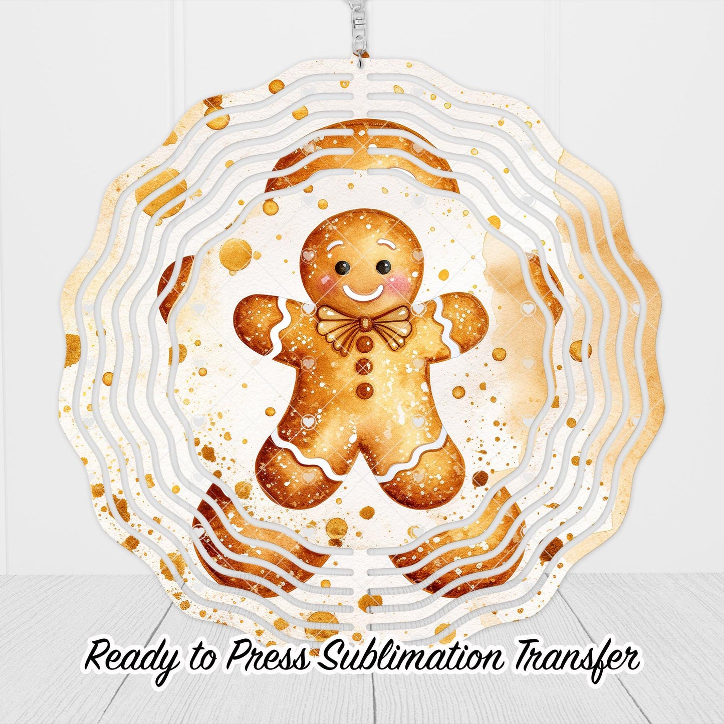 Gingerbread Man Wind Spinner Sublimation Ready To press Heat Transfer SHIPS NEXT DAY