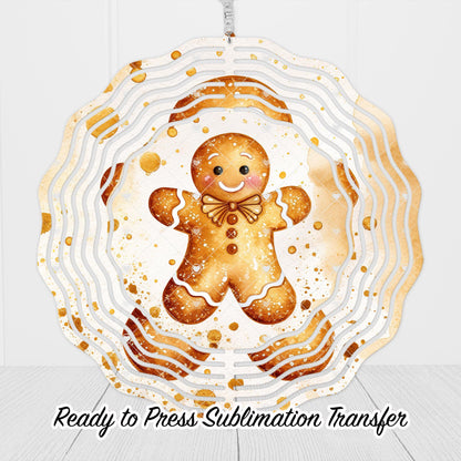 Gingerbread Man Wind Spinner Sublimation Ready To press Heat Transfer SHIPS NEXT DAY