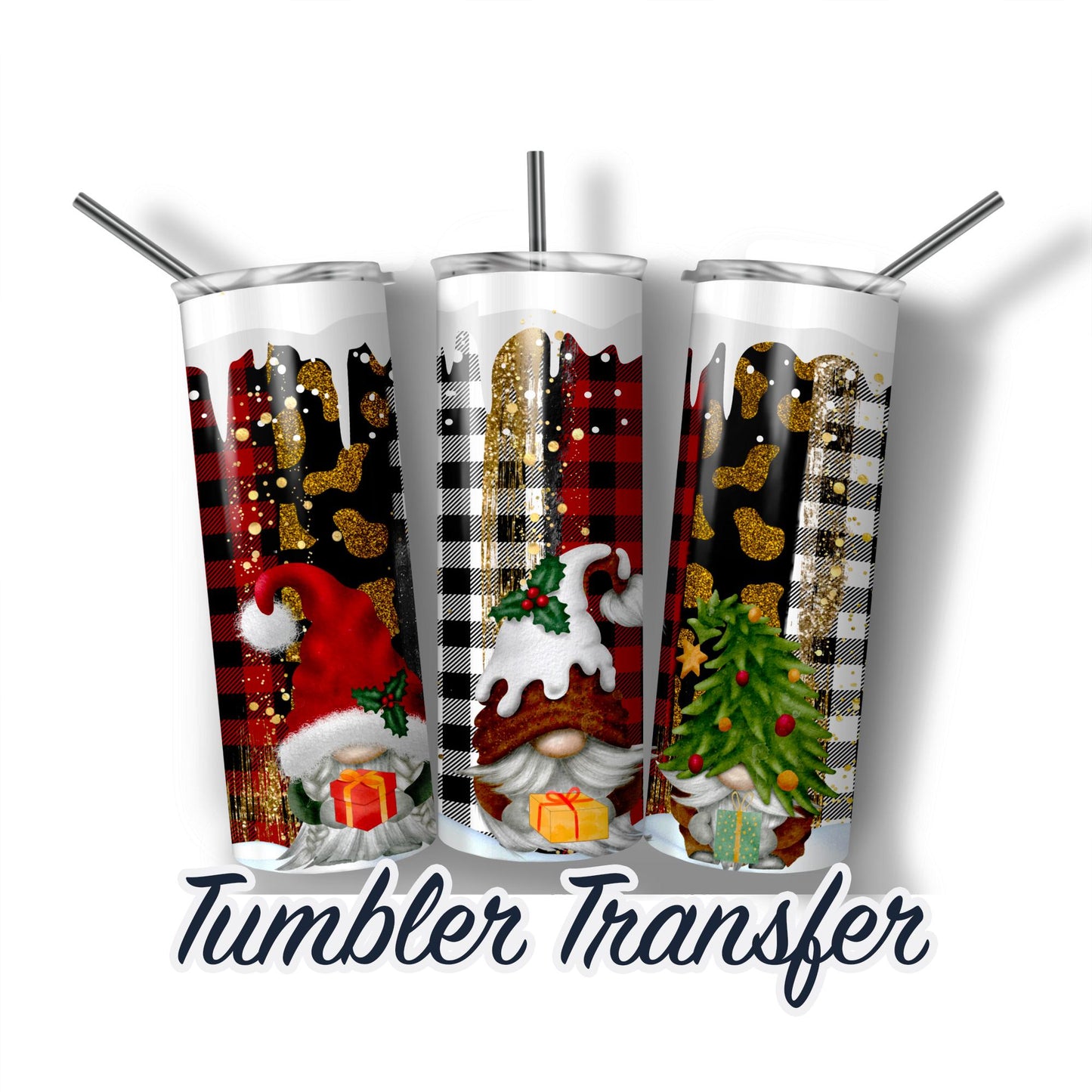 Christmas Gnome  Sublimation Transfer Print For 20 oz Tumblers - 30 oz Tumblers - Ready To press - Heat Transfers SHIPS NEXT DAY