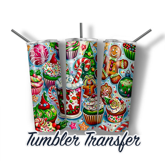 Christmas Gingerbread Swimming in Cocoa Sublimation Print Transfers For 20 oz - 30oz Tumbler Heat Transfers Ready to Press SHIPS NEXT DAY