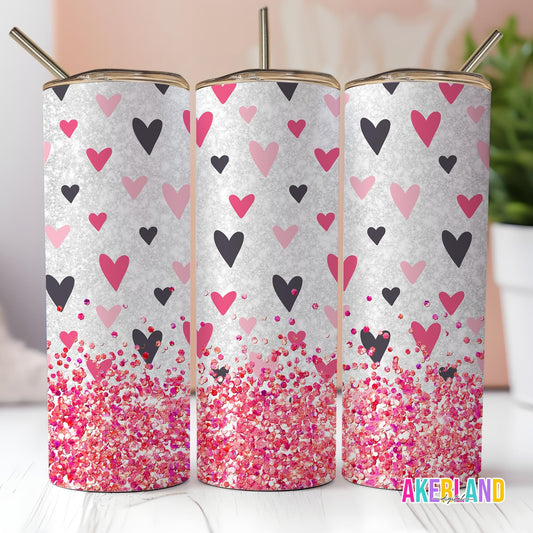 Valentines Heart Sparkle 20oz Sublimation Tumbler Design - PNG Digital Download