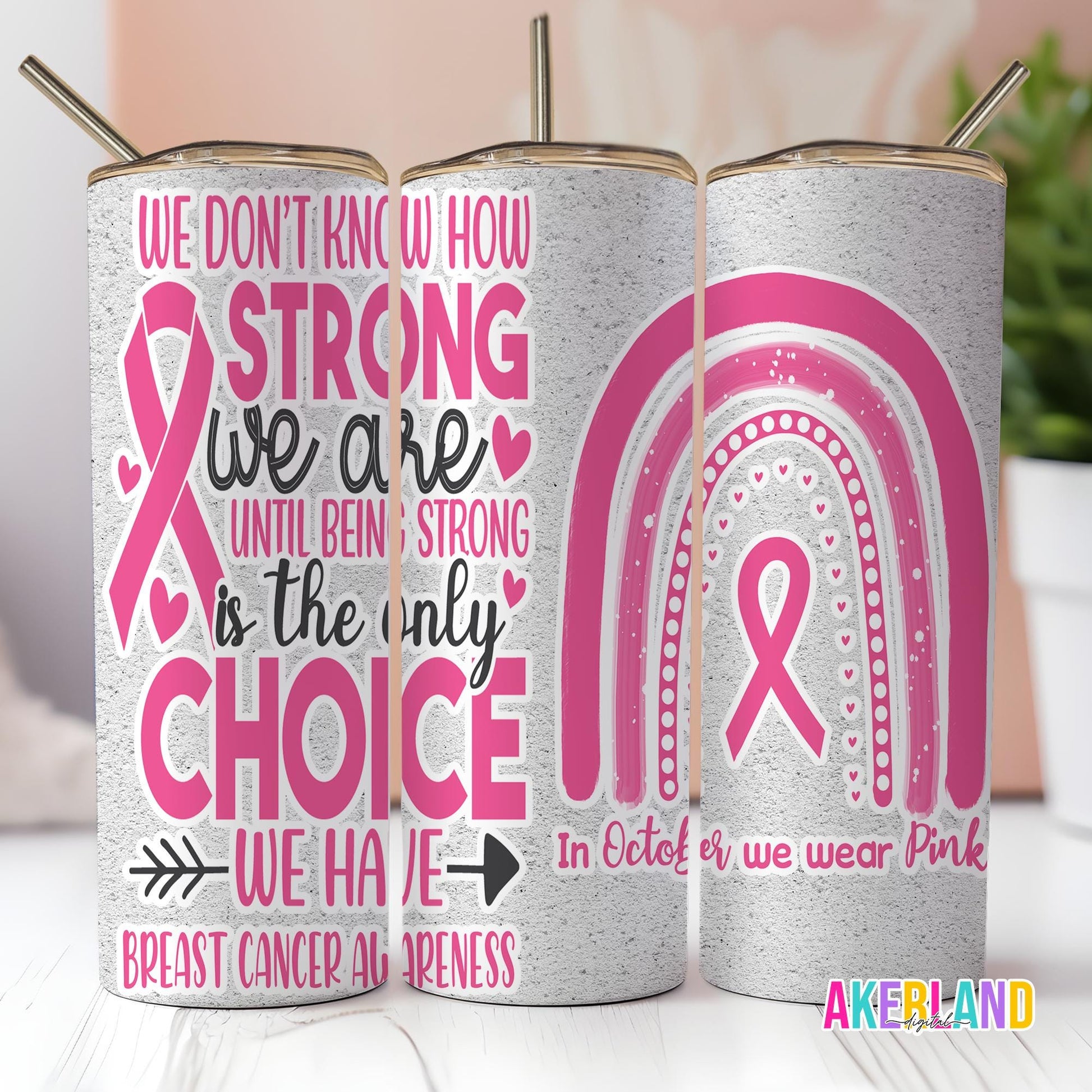 Breast Cancer Awareness 20oz Sublimation Tumbler Design - PNG Digital Download