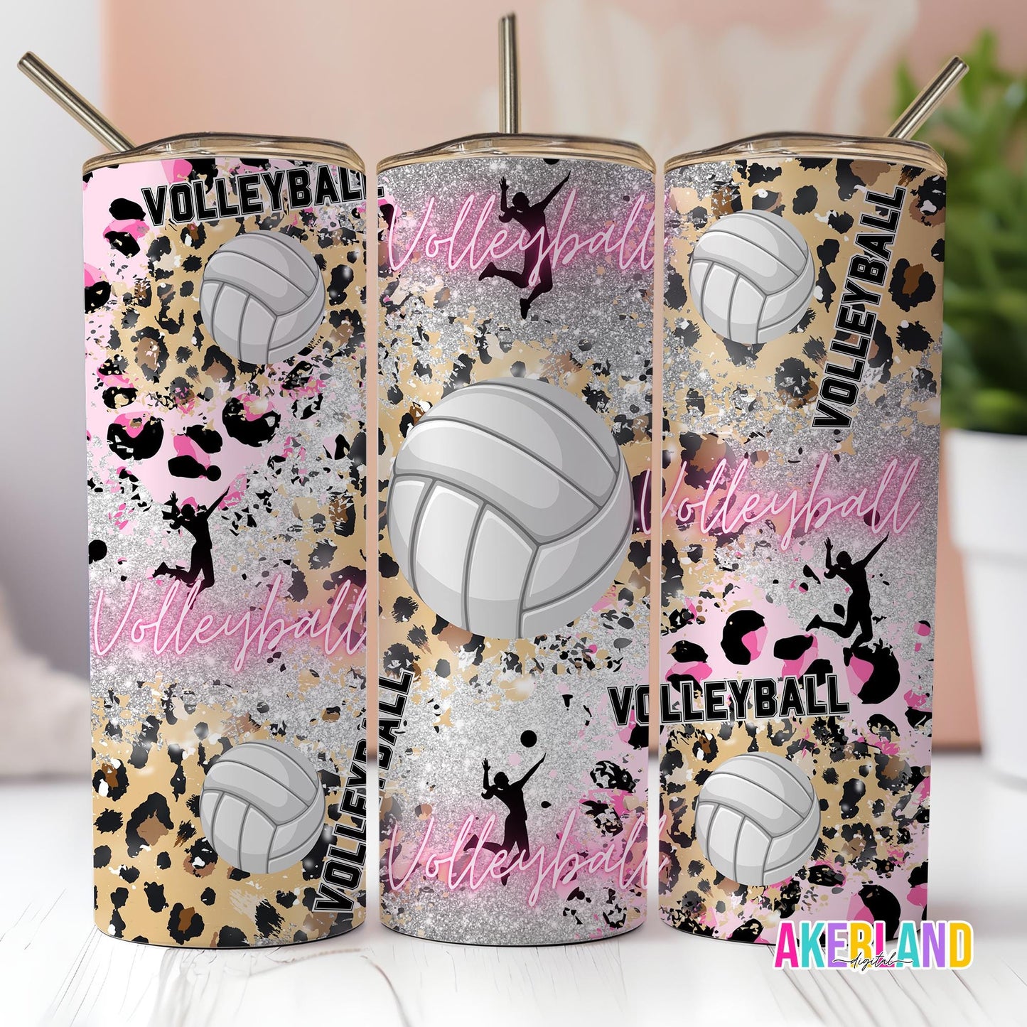 Volleyball 20oz Sublimation Tumbler Wrap Design - PNG Digital Download