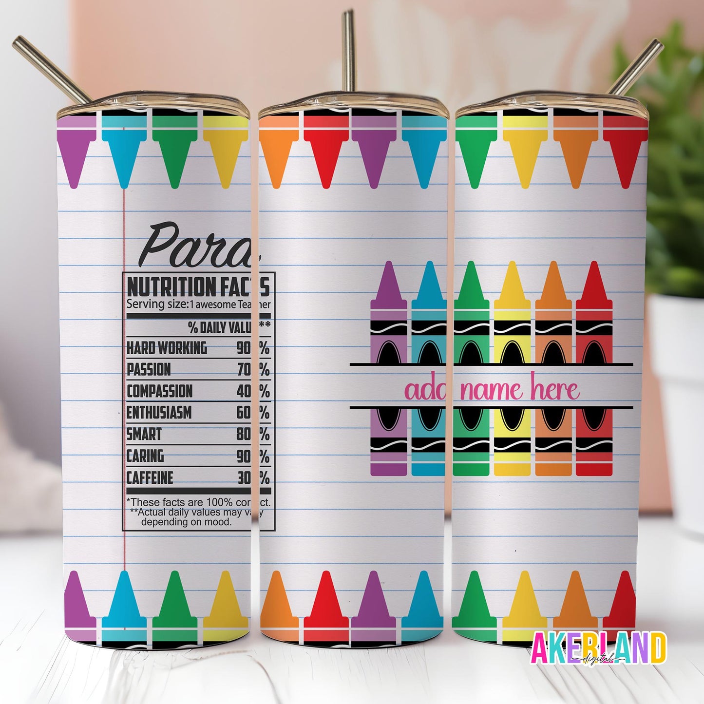 Para Professional Nutrition Facts Special Education 20oz Sublimation Tumbler Design - PNG Digital Download