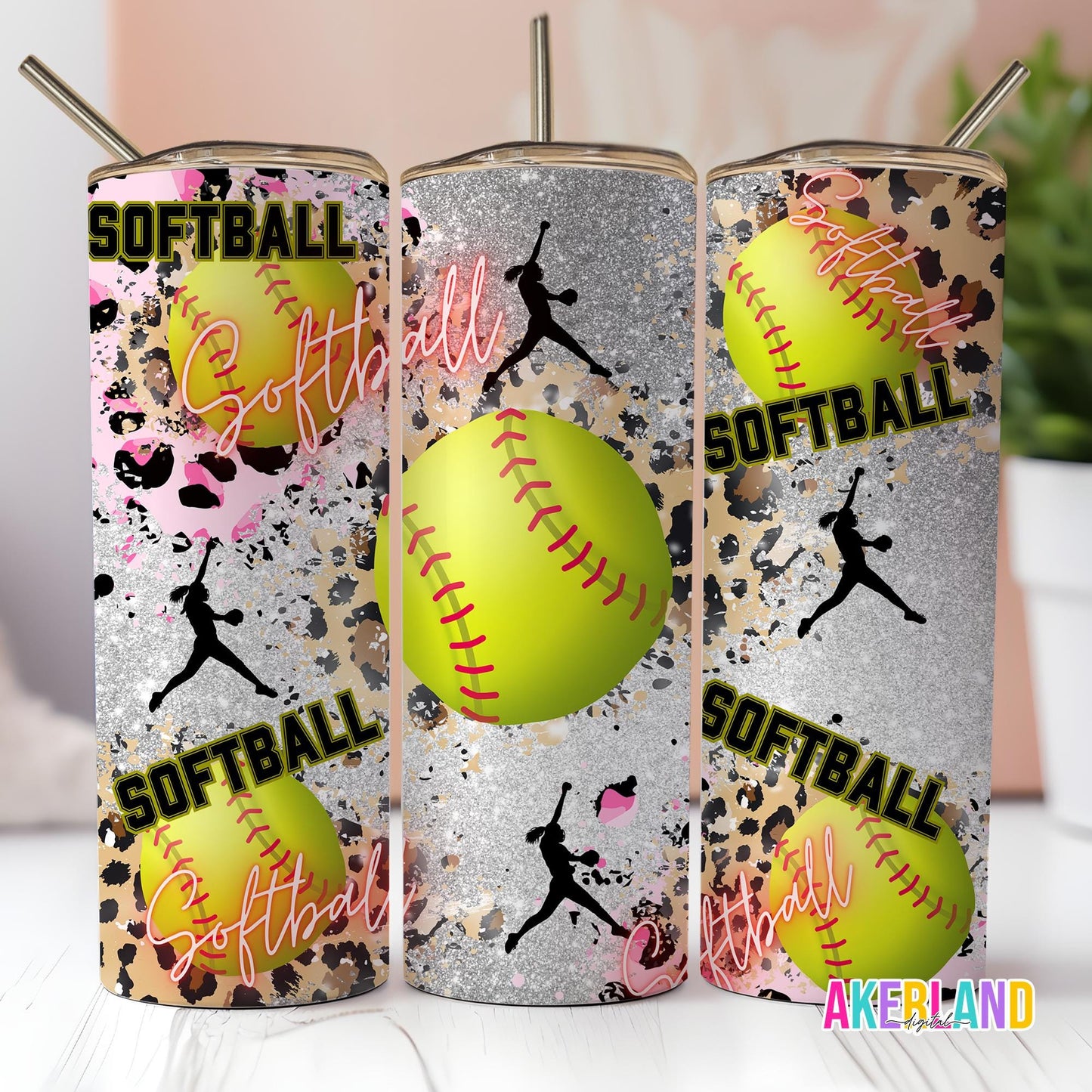 Softball 20oz Sublimation Tumbler Design - PNG Digital Download