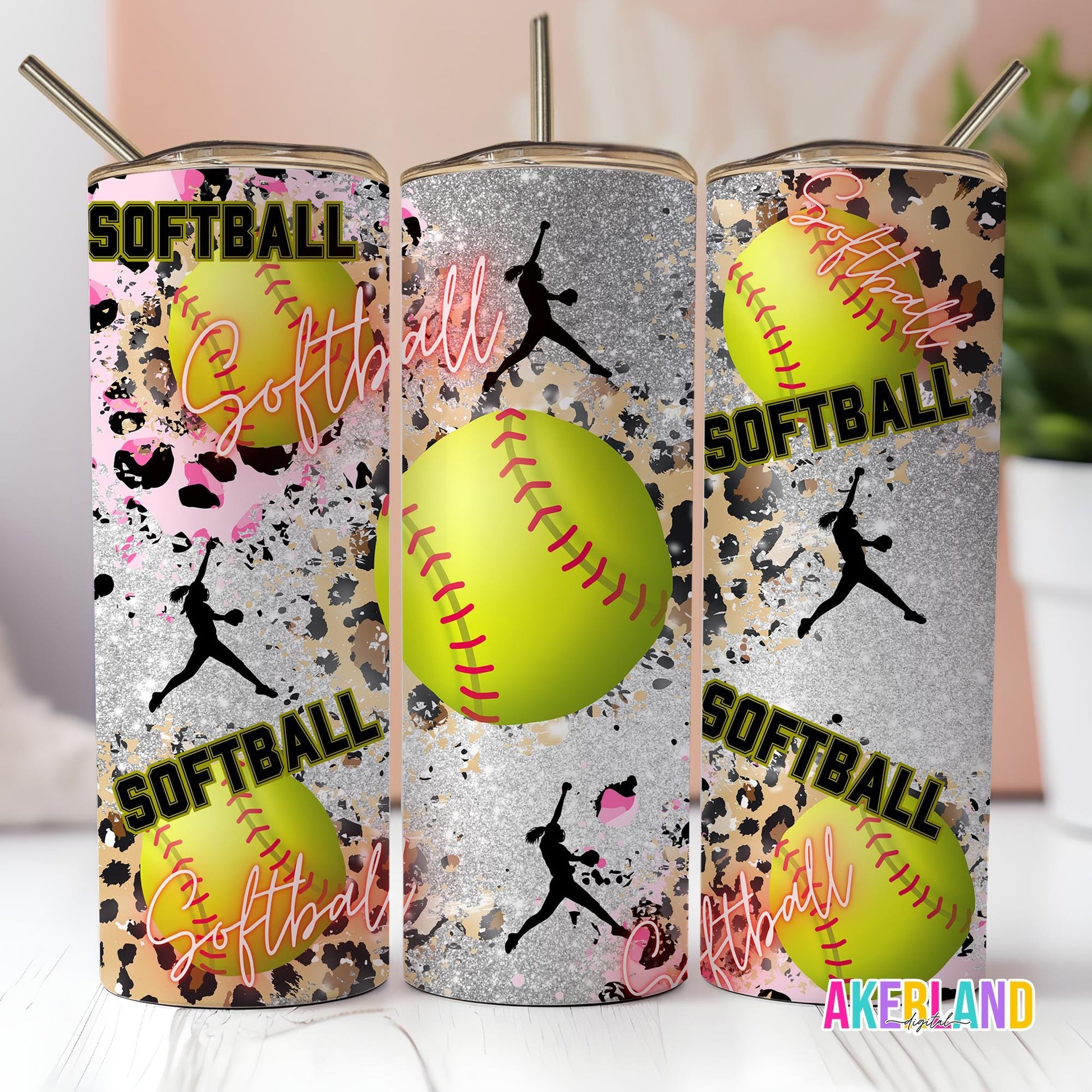 Softball 20oz Sublimation Tumbler Design - PNG Digital Download