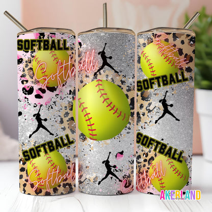 Softball 20oz Sublimation Tumbler Design - PNG Digital Download