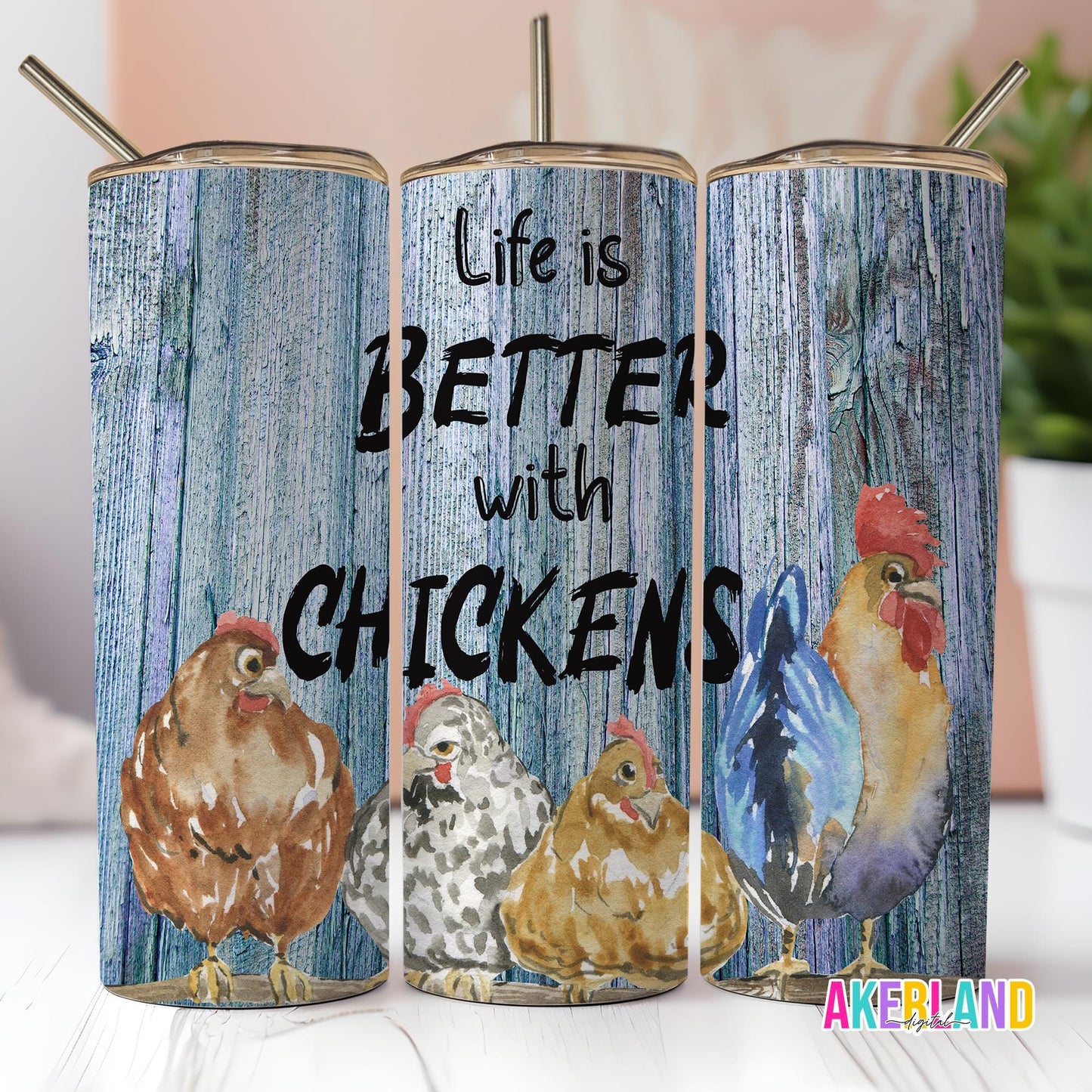 Chickens 20oz Sublimation Tumbler Design - PNG Digital Download