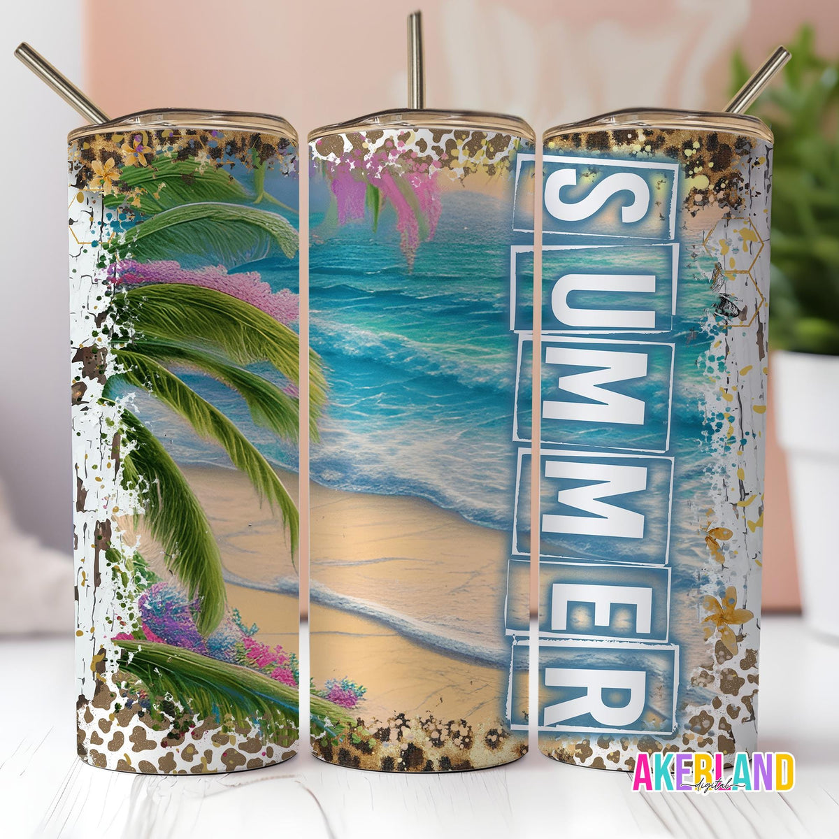 Summer Beach 20oz Sublimation Tumbler Design - PNG Digital Download